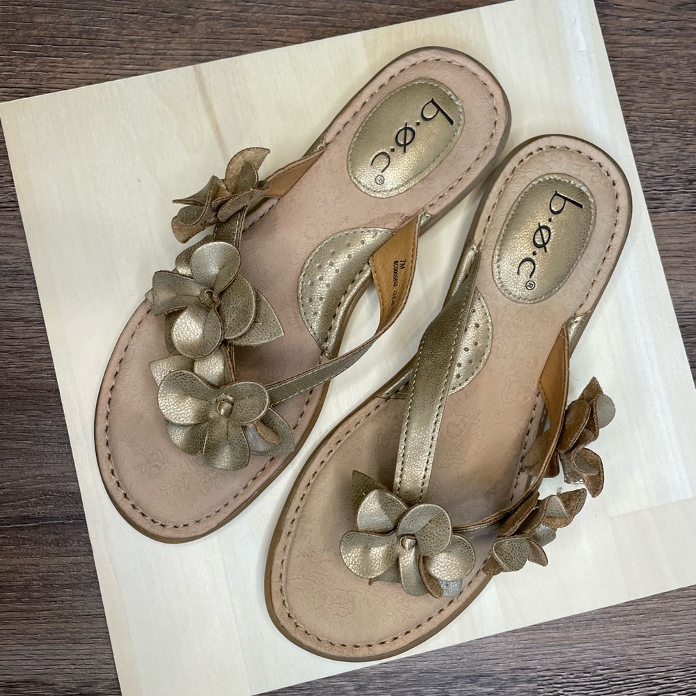 Gold floral sandals